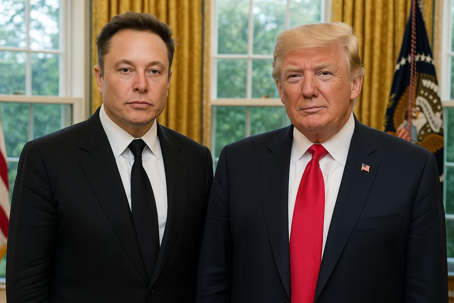 Elon Musk y Donald Trump en la Casa Blanca durante una reunión tensa